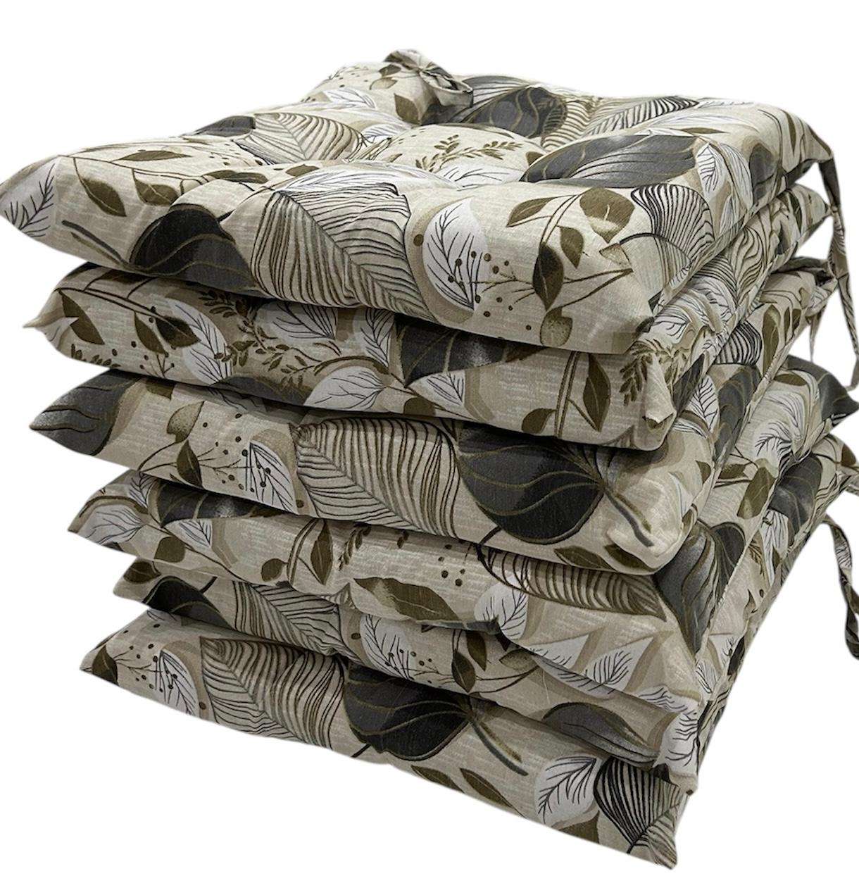 Set 6 pezzi cuscini coprisedia trapuntati ginevra foglia grigio