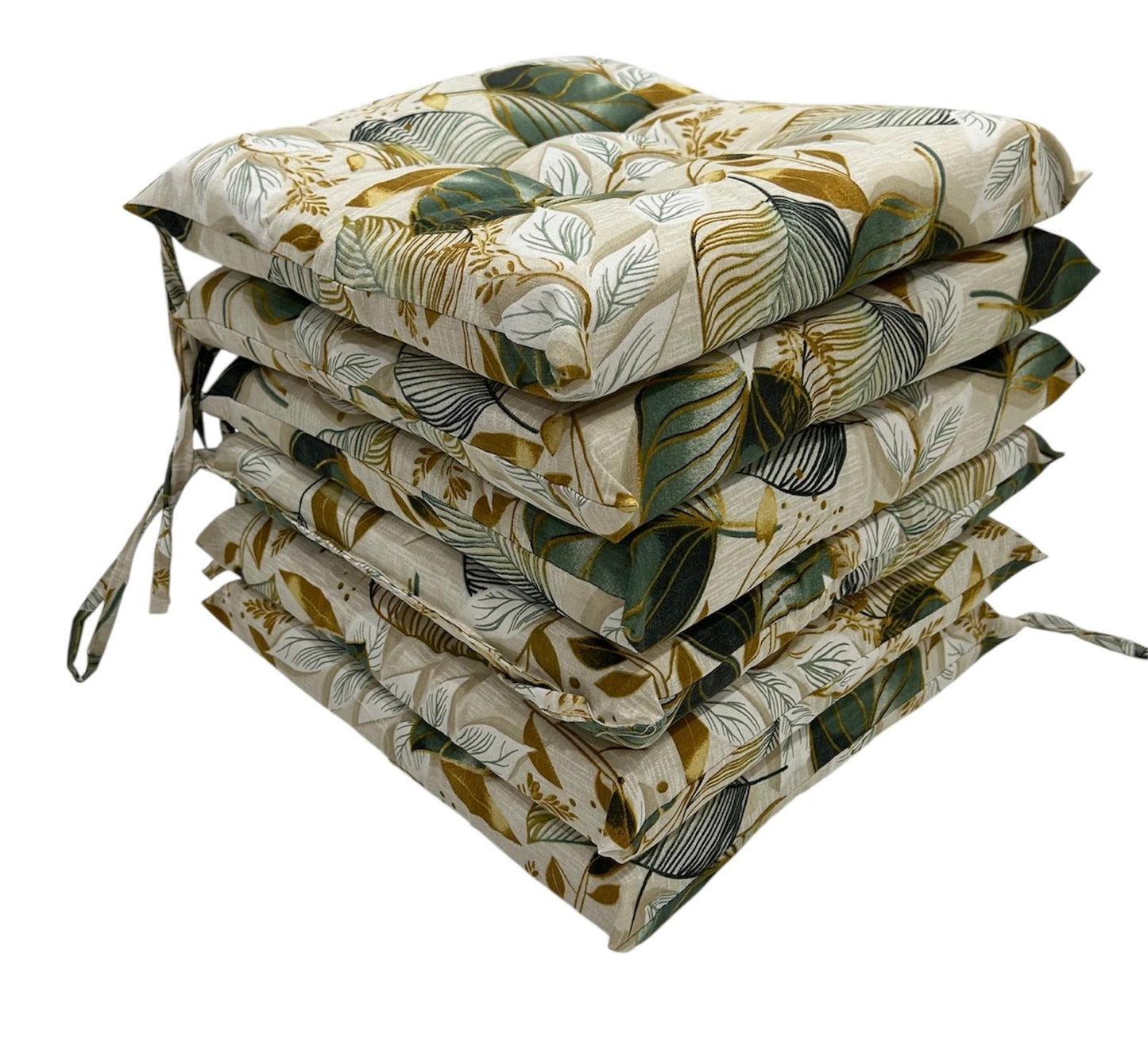 Set 6 pezzi cuscini coprisedia trapuntati ginevra foglia verde